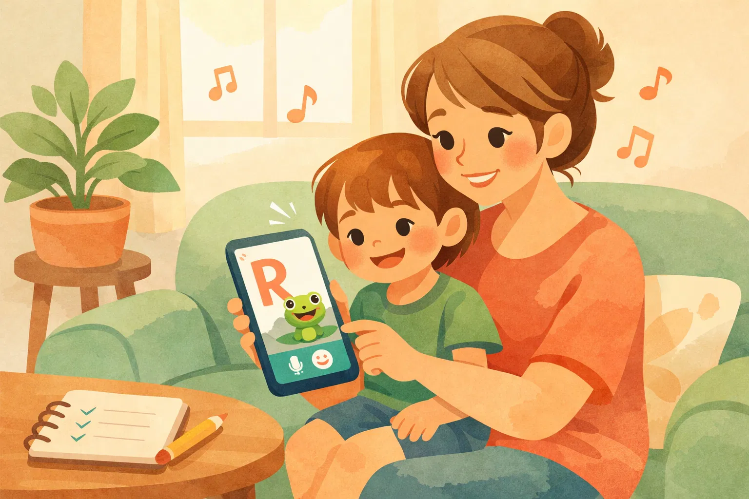 Parent-led speech practice illustration